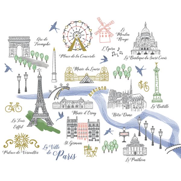 Paris Map Panel in Spring