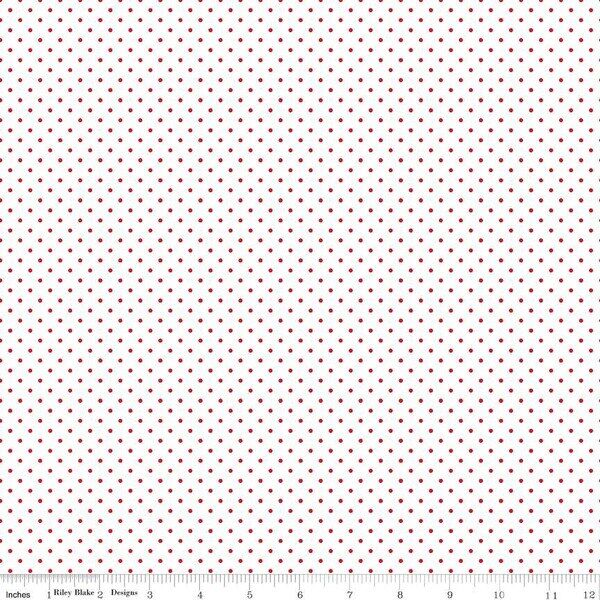 Swiss Dot in Red on White