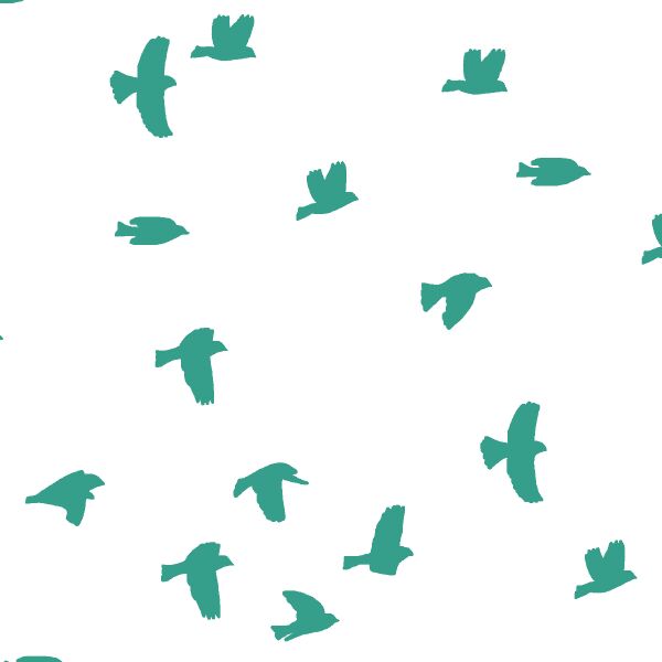 Flock Silhouette in Jade on White