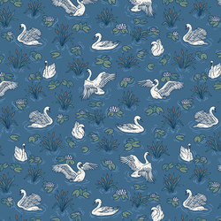 Swirling Swans in Azure