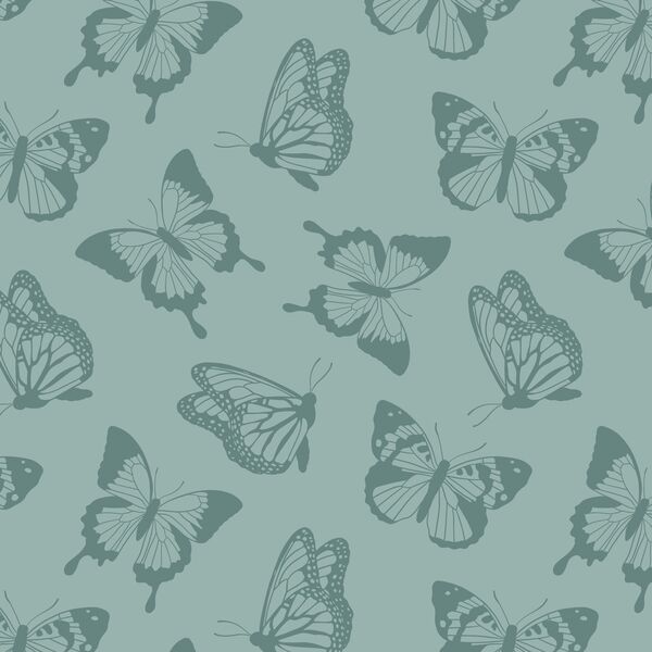 Fluttering Butterfly in Soft Teal