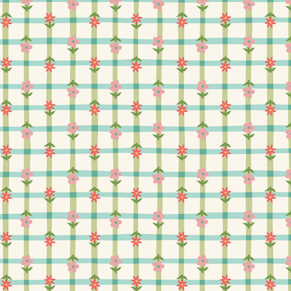 Petal Plaid in Green Turquoise