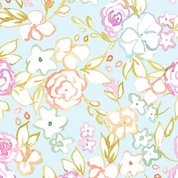 Floral Outline in Sky Blue