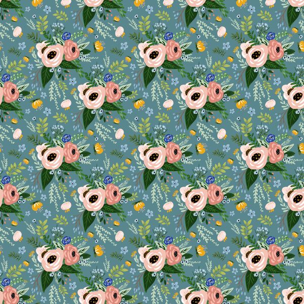 Summer Woodland Garden in Blue