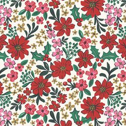 Large Christmas Floral in Bright Cream