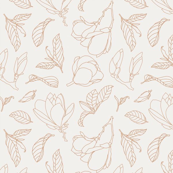 Magnolia Line Art in Tawny on Off White