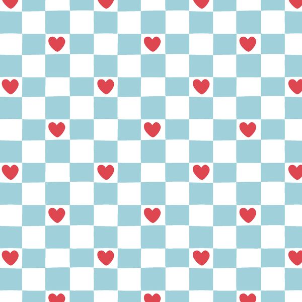 Heart Checkerboard in True Blue