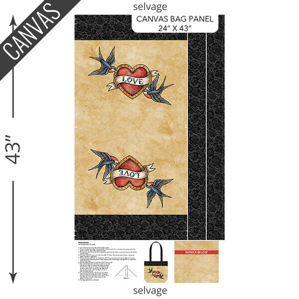 Inked Canvas Tote Panel in Multi