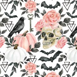 Halloween Floral in White