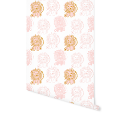 Block Print Lions in Powder Pink