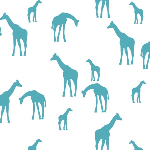 Giraffe Silhouette in Lagoon on White