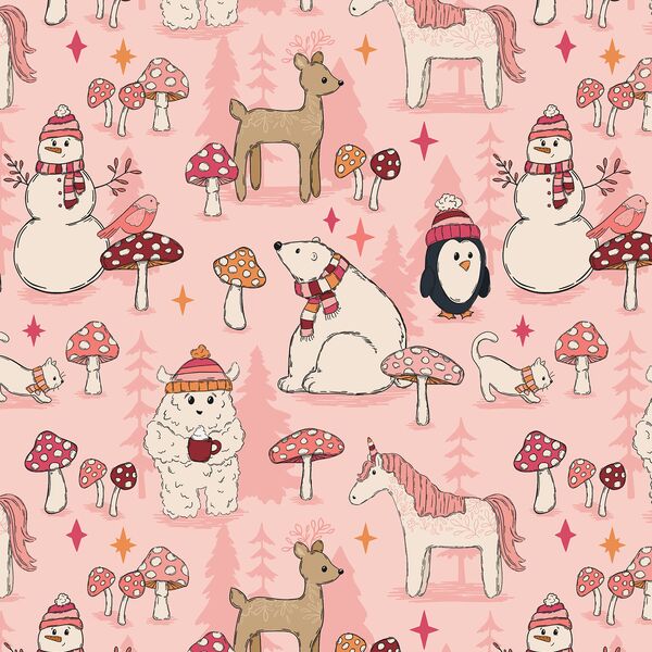 Festive Forest Friends in Petal Pink