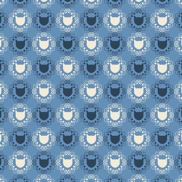 Tiled Cats in Azure Blue