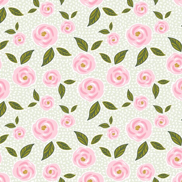 Garden Roses in Pastel Green Mosaic