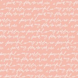 Peaceful is My Garden in White on Peach Blush