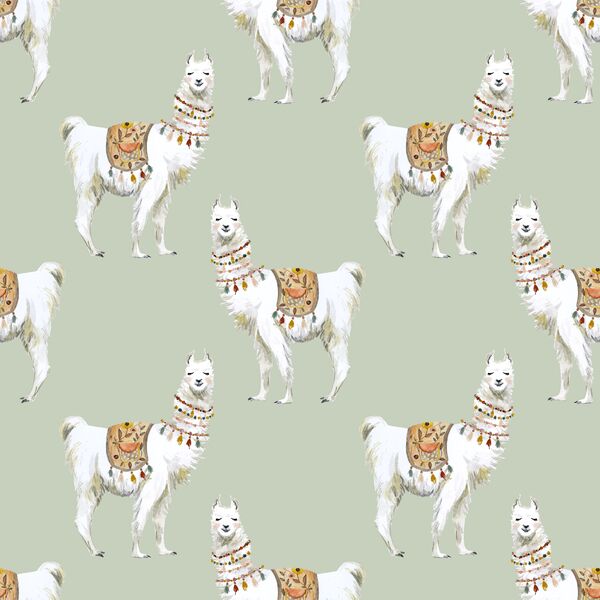 Llamas in Succulent Green