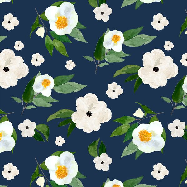 Large Spring Blooms in Navy