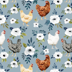 Garden Chickens in Slate Blue