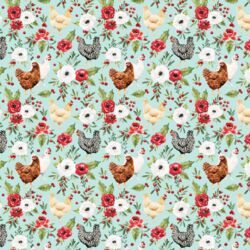 Little Festive Chickens in Aqua