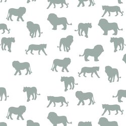 Lion Silhouette in Eucalyptus in White