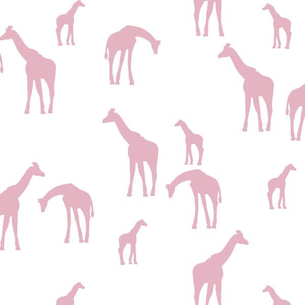 Giraffe Silhouette in Carnation on White