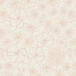 Stamped Floral in Dusky Pink on Ecru