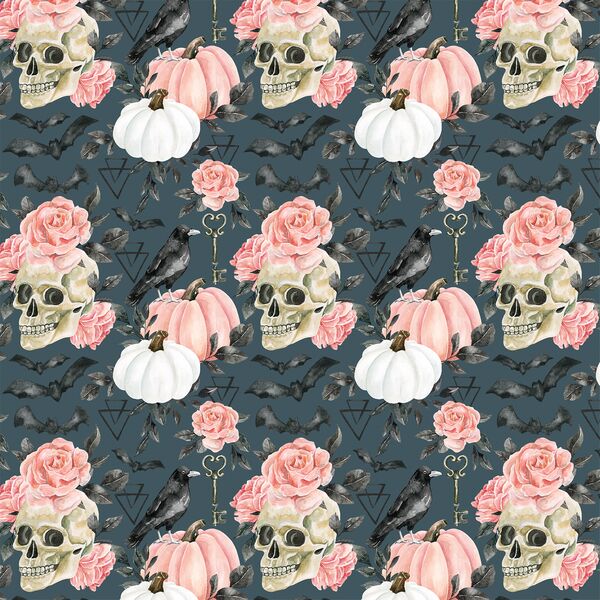 Small Halloween Floral in Midnight Blue