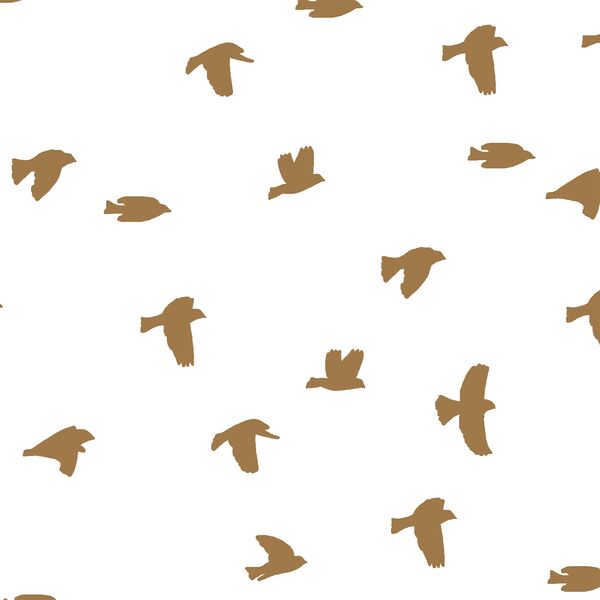 Flock Silhouette in Ochre on White