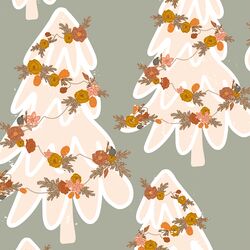 Floral Christmas Tree in Pine Green