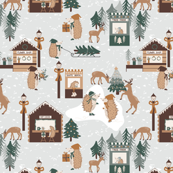 Holiday Village in Winter Birch