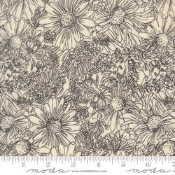 Pen Ink Flowers in Eggshell