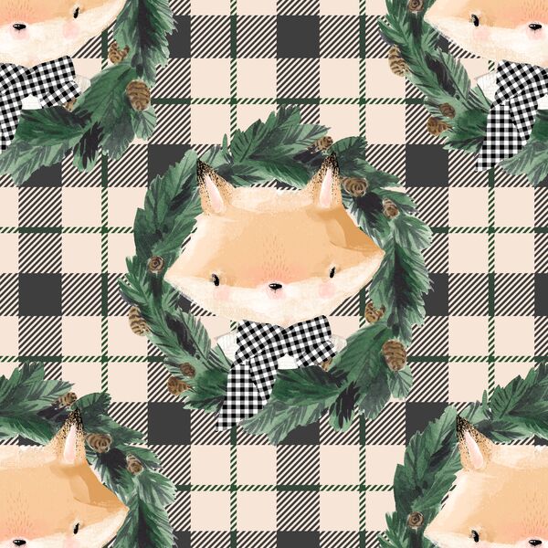 Fox on Tartan Plaid in Sweet