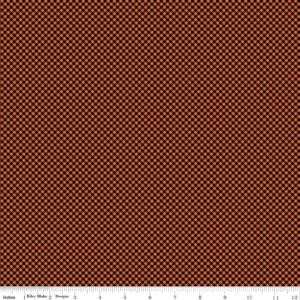 Gingham in Black on Orange