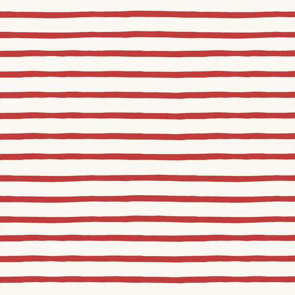 Winter Stripe in Lava Red on Cream