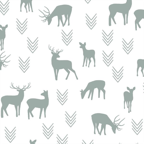 Deer Silhouette in Eucalyptus in White