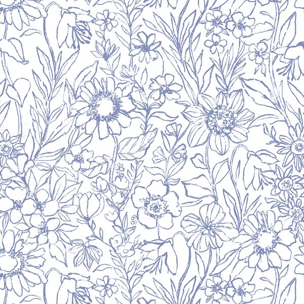 Sketched Garden in Celestial Blue