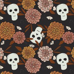 Floral Skulls in Dark Shadow