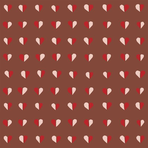 Half and Half Hearts in Rich Brown