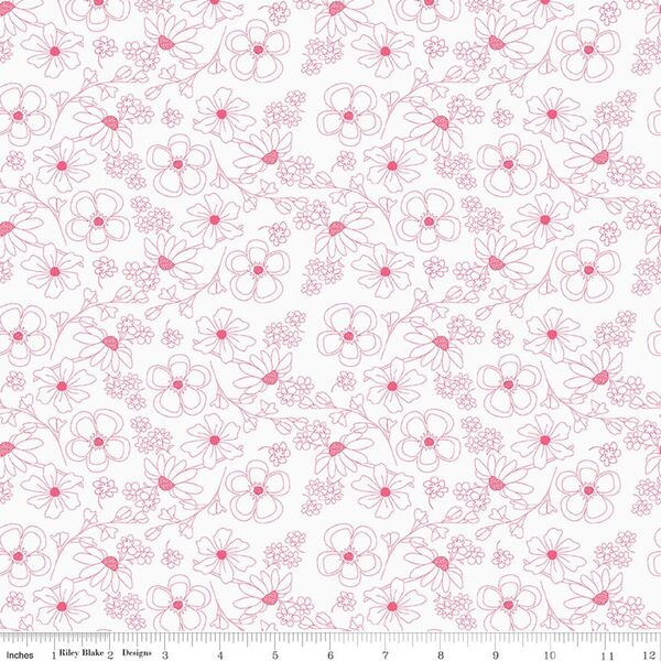 Outlined Flowers in White