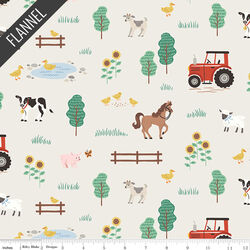 On the Farm Flannel in Off White