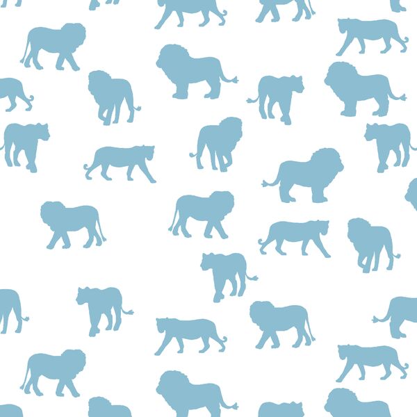 Lion Silhouette in Breeze on White