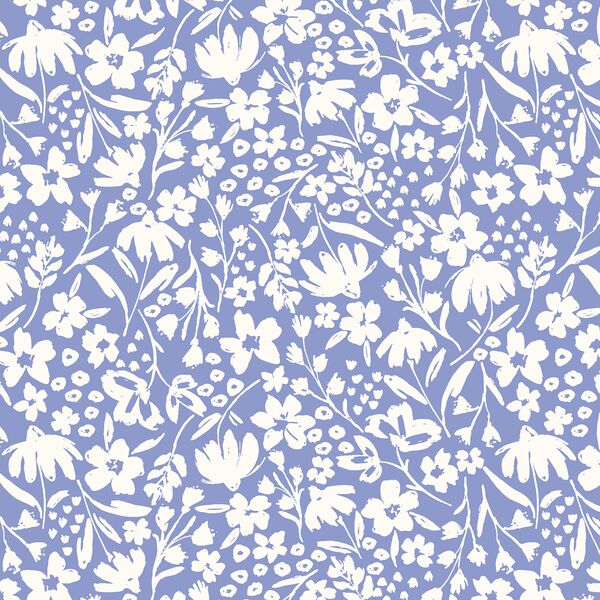 Spring Silhouette in Ivory on Light Periwinkle