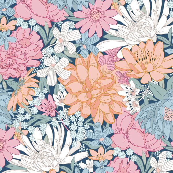 Bouquet of Flowers in Evening Blue
