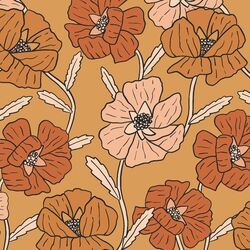 Large Poppy Floral in Amber Gold