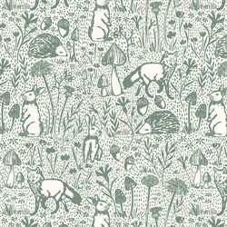 Large Woods of Whimsy in Spruce on Cream