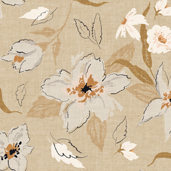 Large Freehand Floral in Tan