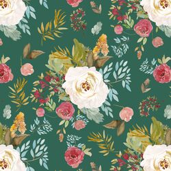 Rustic Blooms in Moss Green