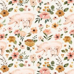 Floral Pigs in Cream
