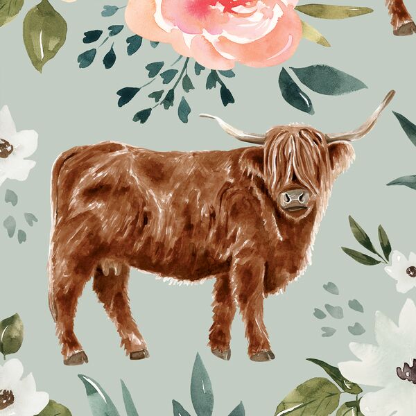 Large Highland Cow in Mint