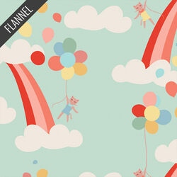 Meow in the Clouds Flannel in Sky